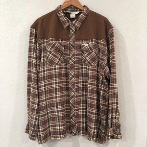 Banded Men 3XL Shirt Brown Plaid Softshell Flannel 100% Cotton Pearl Snap Hunt
